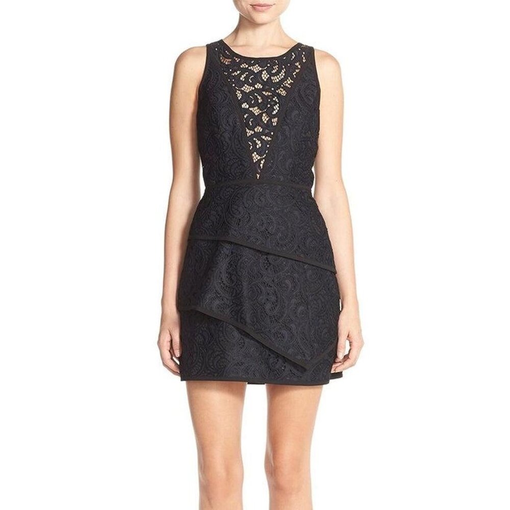BCBGMAXAZRIA Black Hannah Lace Mini Dress